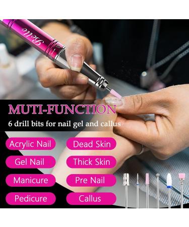 Rechargeable Belle Professional Nail Drill Machine 35000 RPM for Acrylic Nails 6 Bits, Brushless Motor, Manicure/Pedicure E File - Rose Pink - Buy Online on GoSupps.com