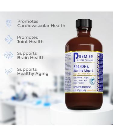 Premier Research Labs EPA/DHA Marine Liquid - Omega 3 Fish Oil Liquid Omega 3 Liquid Fish Oil Supplement for Adults Joint Heart & Brain Health Support - 8 Fl Oz Bottle - Buy Online on GoSupps.com