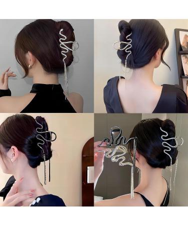 Deluxe Metal Rhinestone Snake Claw Clip for Thick Hair - Silver - Buy Online on GoSupps.com