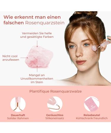 Plantifique Rose Quartz Roller & Gua Sha Set - Natural Facial Massage Tool for Eye Swelling & Skin Tightening - Buy Online on GoSupps.com