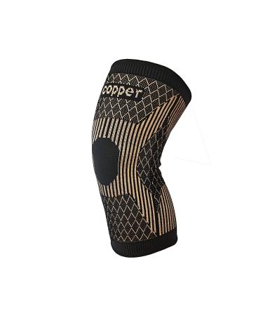 Copper Knee Brace -Copper Knee Sleeve Compression for Sports,Workout,Arthritis Pain Relief and Support -Single Large