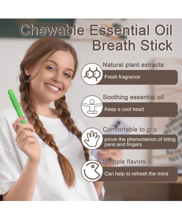 18 Pcs Chewable Essential Oil Breath Stick Chewable Breather Sticks Improve Pen Biting Small Size for Portable Use Suitable for Carrying Around - Buy Online on GoSupps.com