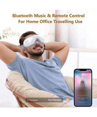 Premium Eye Massager with Heat & Music - Perfect Birthday Gift for Migraine Relief Sleep Improvement & Eye Strain Reduction - Ideal for Women & Men - White - Buy Online on GoSupps.com