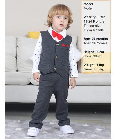 Mint Green Baby Boys Formal 3-Piece Outfit | Gentleman Wedding Tuxedo Set in Grey | 18-24 Months - Buy Online on GoSupps.com