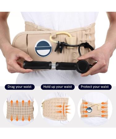 FoRes Lumbar Traction Belt - Inflatable Waist Decompression Device for Lower Back Pain Relief | Adjustable Nylon Buckle & Hand Pump | Beige - Buy Online on GoSupps.com