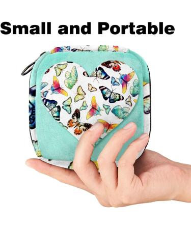 Portable Women's Binding Storage Bags | Menstrual Cup & Pad Pockets for Teens | Butterfly Heart Green Pattern - Buy Online on GoSupps.com