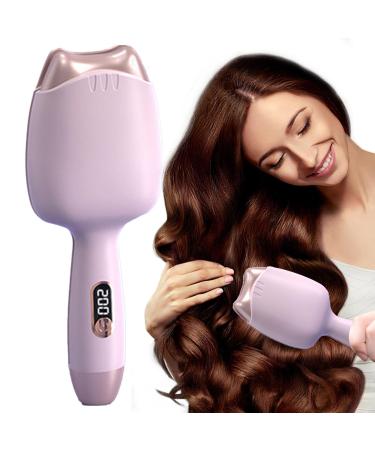 Generic Hair Crimper- 2 Barrel Ionic Crimper Beachy Wavy Hair Crimper Rapid Heating And Anti-Scald TechnologyCute Cat's Paw Design Ionic Curling Wand For Women Temp Adjustment Pink US