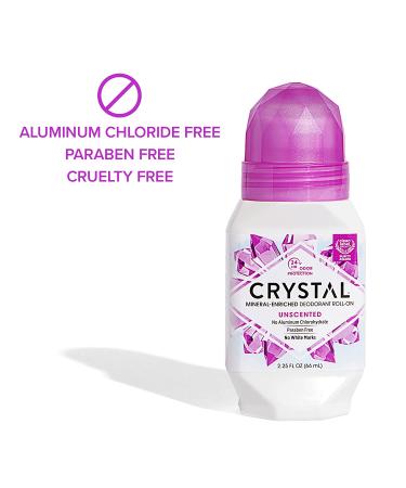 CRYSTAL Unscented Mineral Deodorant Roll-On - 24-Hour Odor Protection, Aluminum & Paraben Free, 2.25 FL OZ - Buy Online on GoSupps.com