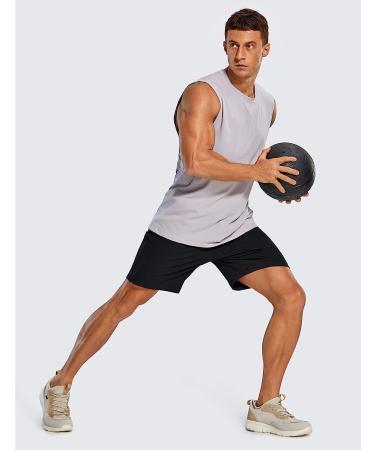 CRZ YOGA Men's 7 Four-Way Stretch Workout Shorts with Zip Pockets - Black - Buy Online on GoSupps.com