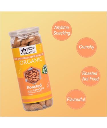 Blessfull Healing Organic Natural Vegan Lemon Pepper & Garlic Roasted Whole Cashew Nuts Crunchy Kaju 150 Gram - Buy Online on GoSupps.com