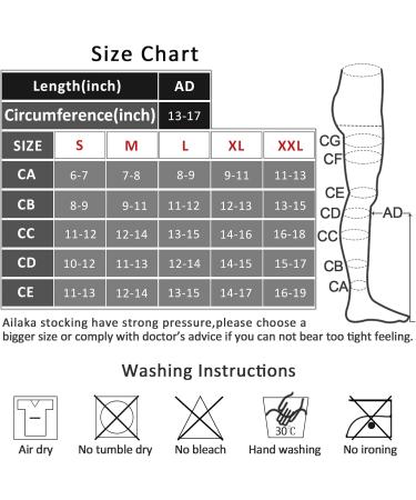 Shop Ailaka Compression Stockings for Men & Women - Knee High 20-30 mmHg Black Medium for Varicose Vein Relief - Buy Online on GoSupps.com