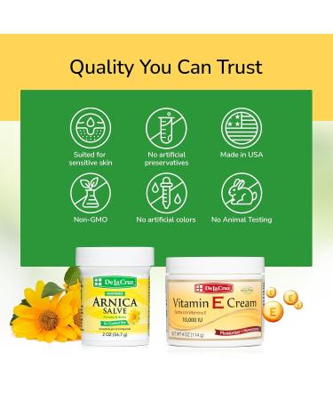 De La Cruz - Vitamin E Cream and Arnica Salve Bundle - Moisturizing Skin Care for Dry and Rough Skin - Buy Online on GoSupps.com