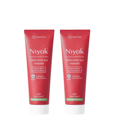 Niyok toothpaste coconut oil + blood orange & basil (2 x 75 ml) natural combination of active ingredients made of coconut oil and refreshing extracts |Bio toothpaste vegan fluoride -free natural cosmetics