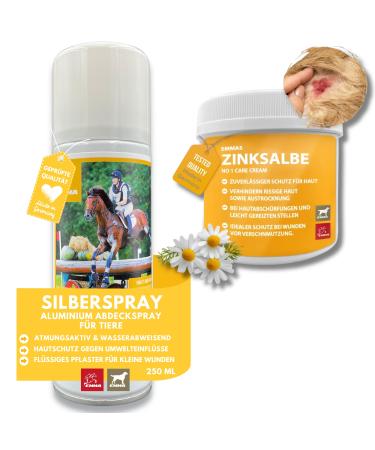 First aid set for horses I silver spray + zinc ointment horse cow I wound spray ointment wound protection pet I silver spray wound healing wound ointment wound disinfection i spray paving for dogs 250 ml 200ml - Buy Online on GoSupps.com