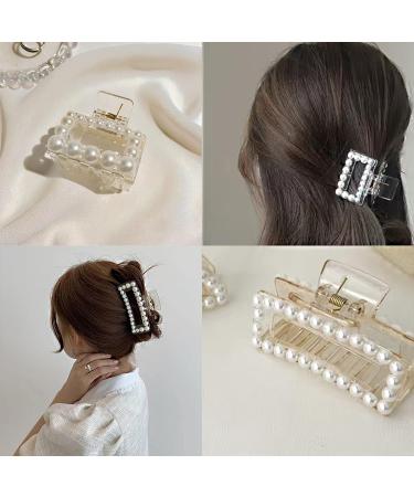 Sisiaipu Large Pearl Claw Clips - Set of 6 | White Hair Clips for Wedding | Nonslip Jaw Clips for Thick Hair | Hair Styling Accessories for Women and Girls - Buy Online on GoSupps.com