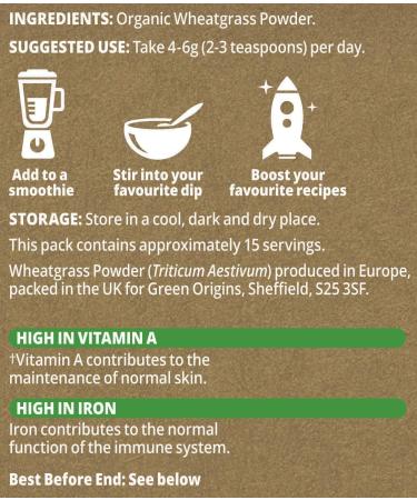 Green Origins Organic Wheatgrass Powder 90g - European Quality - Buy Online on GoSupps.com