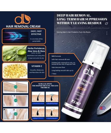DB Hair Removal Cream for Men 200ml | Formulated for Men s Coarse Body Hair | Easy to Use Painless Provides Quality Results Lasting Longer than Shaving Alone | Suitable for Use on All Skin Types - Buy Online on GoSupps.com