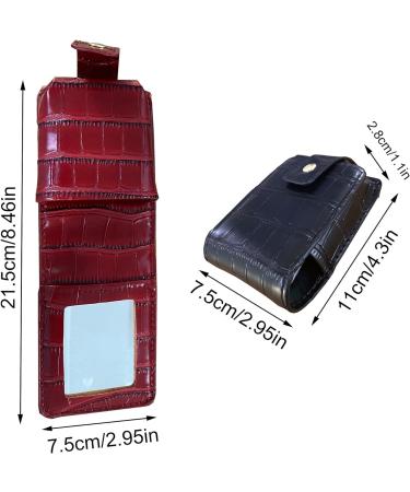 MIAO JIN 2PCS Lipstick Case with Mirror and Storage - Black and Red Leather Cosmetic Jewelry Case - Buy Online on GoSupps.com