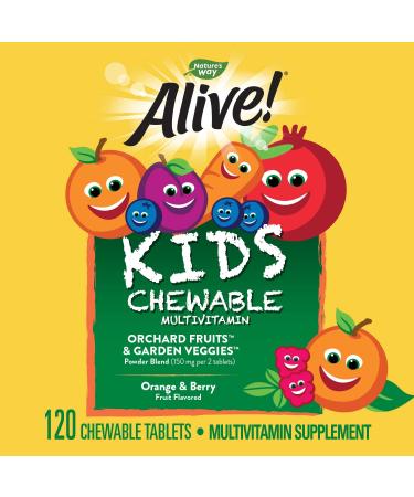 Nature's Way Alive! Kids Chewable Multivitamin - Gluten Free, 120 Tablets | Best Kids Vitamins - Buy Online on GoSupps.com