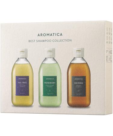AROMATICA Best Shampoo Collection - Rosemary, Tea Tree, Quinoa - Food Grade Botanical Ingredients - Plant-based Vegan Shampoo - Free from Sulfate, Silicone, and Paraben 06 Best Shampoo Trial Set