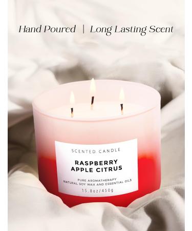 Raspberry Apple Citrus Scented Candle | Natural 3 Wick Soy Candle for Home & Office | 15.8 Oz Long Lasting Aromatherapy & Stress Relief Candle - Buy Online on GoSupps.com