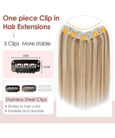 Benehair Clip in Human Hair Extensions One Piece Real Human Clip in Hair Extensions 16 Inches 65g Golden Brown Mix Bleach Blonde Real Human Hair Extension Upgraded V Type Clip in Hair Extension - Buy Online on GoSupps.com