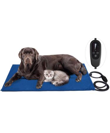 Clawsable Super Large Size Pet Heating Pad Electric Heating Pad for Dogs, Waterproof Dog Cat Heating Pad, Adjustable Warming Mat with 6 Temperature & 4 Timers Set Auto Off Anti-Chew Cord L-36"x24"