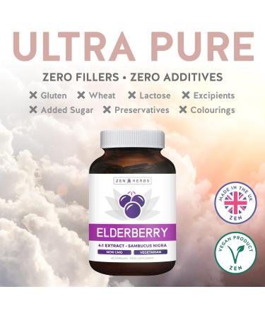 Non-GMO Elderberry 4:1 Extract Capsules - 2000mg Sambucus Black Elderberry Supplement - 60 Vegetarian Capsules - Buy Online on GoSupps.com