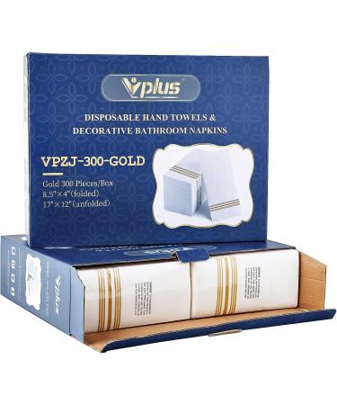 Vplus 300 Pack Disposable Guest Towels - Soft, Absorbent Linen Feel Napkins for Bathroom, Kitchen, Parties - Ideal for Dinners, Weddings, and Christmas - Gold - Buy Online on GoSupps.com