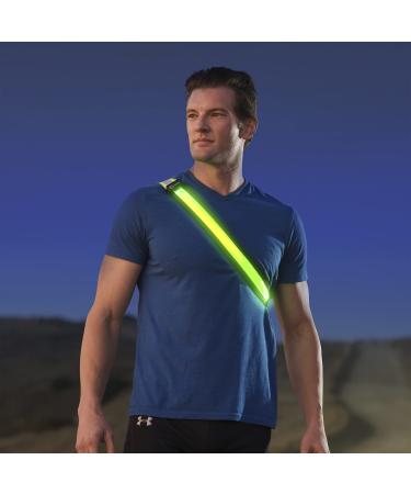 ILLUMISEEN LED Reflective Belt Sash | High Visibility LED Lights with 2 Lighting Modes | Adjustable Quick Release Buckle | USB Rechargeable, No Batteries Needed | Weatherproof Professional Safety Gear Green