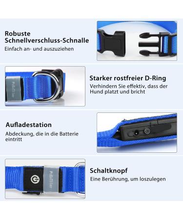 LED Luminous Dog Collar - Waterproof 7 Color Change Adjustable Light for Night Safety - Fits Small Medium Large Dogs (Blue 48-60cm) - Buy Online on GoSupps.com