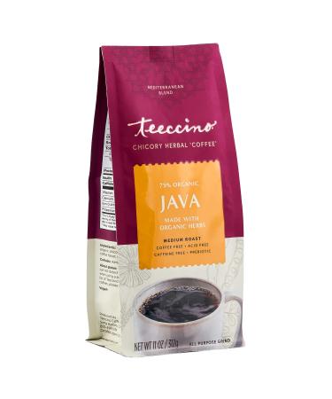 Teeccino Chicory Coffee Alternative - Java - Ground Herbal Coffee Thats Prebiotic Caffeine Free  Acid Free Medium Roast 11 Ounce