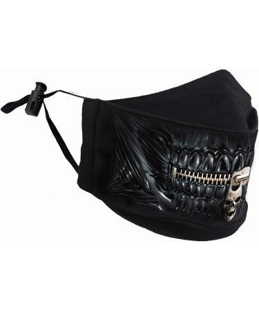 Spiral Zipped Mouth Fashion Mask - Premium Cotton with Adjuster - L Black - Buy Online on GoSupps.com