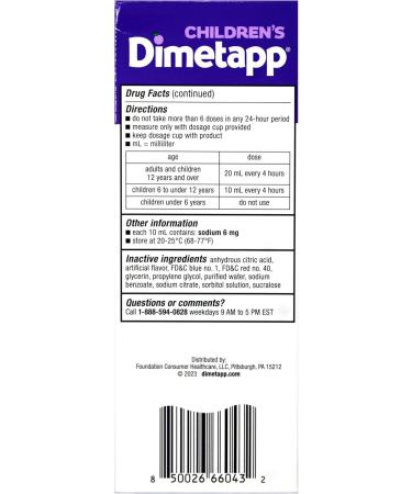 Children s Dimetapp Cold & Allergy Liquid Grape Flavor Alcohol-Free 8 fl oz - Buy Online on GoSupps.com