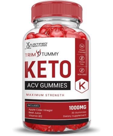 Justified Laboratories (2 Pack Trim Tummy Keto ACV Apple Cider Vinegar Formulated with Pomegranate Beet Juice Powder B12 Vegan Non GMO 120 Gummies 60 Count (Pack of 2) - Buy Online on GoSupps.com