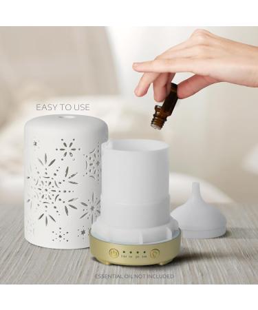 Earnest Living Eile Oil Diffuser - White Ceramic 100ml Aromatherapy Humidifier with Timer & Auto Shut-Off | Perfect for Home & Office | Christmas Snowflake Design - Buy Online on GoSupps.com