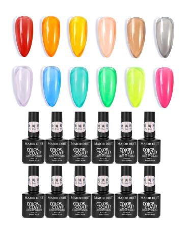 DouborQ Jelly Glass Gel Nail Polish Set 8ML 12 Colors Blue Red Purple Rainbow Neon Yellow Green Orange Summer Crystal Sweet Gel Polish Kit Translucent Soak Off UV Varnish Gel 12Color Jelly Gels Set