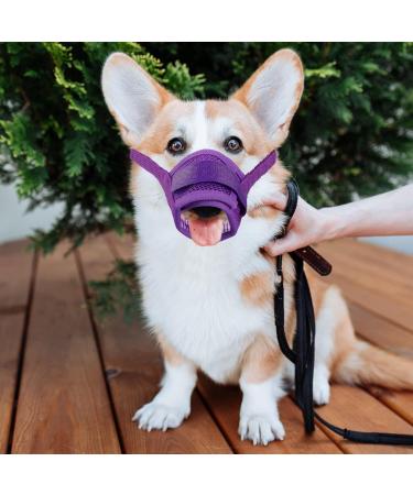 Yaodhaod Dog Muzzle - Breathable Nylon-Mesh Comfortable & Adjustable for Large Dogs - Biting Chewing & Barking Solution (Violet) - Buy Online on GoSupps.com