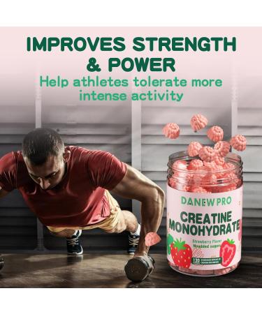 Creatine Monohydrate Gummies 5000mg - Muscle Strength & Energy Boost - Strawberry Flavor (120 Count) - Pre-Workout Supplement for Men & Women - Buy Online on GoSupps.com