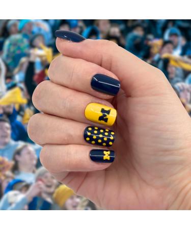 University of Michigan Press On Nails | No Glue Mani Kit - 24 Nails Prep Pad Manicure Stick Mini File - Perfect for Easy Nail Art - Buy Online on GoSupps.com