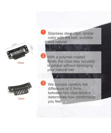 DOCUTE Natural Black Clip in Hair Extensions - 26 Inch Full Head Long Straight Clip Ins for Black Women - Double Weft Thick Hair Classic Pieces - Buy Online on GoSupps.com