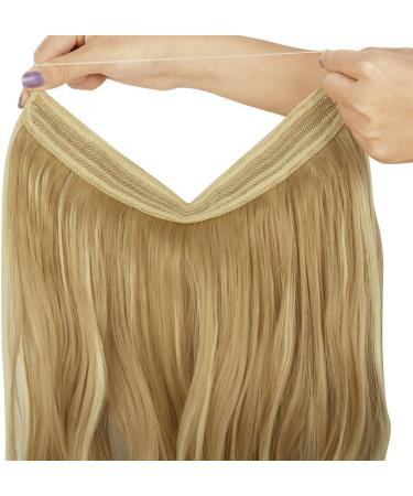 Halo Wavy Curly Synthetic Hair Extensions 18Inch 4.3 Oz Dirty Blonde - Heat Resistant Fiber - No Clip Hidden Wire for Women - OMGREAT - Buy Online on GoSupps.com