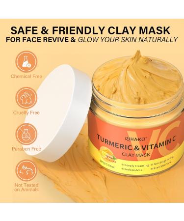 Turmeric Vitamin C Clay Mask - Deep Cleansing Facial Mask for Dark Spots Acne & Oily Skin - Refine Pores & Revitalize Dull Skin - Buy Online on GoSupps.com