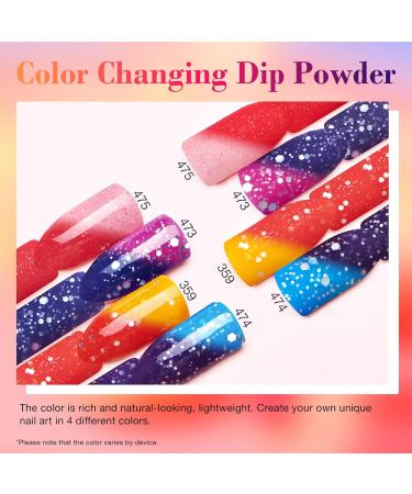 AZUREBEAUTY Color Changing Dip Powder Nail Kit - Fall Winter Glitter Set | Mood Temperature Change Dipping Powder with Base Top Coat & Activator - Perfect for Home Manicure & Gift - Buy Online on GoSupps.com