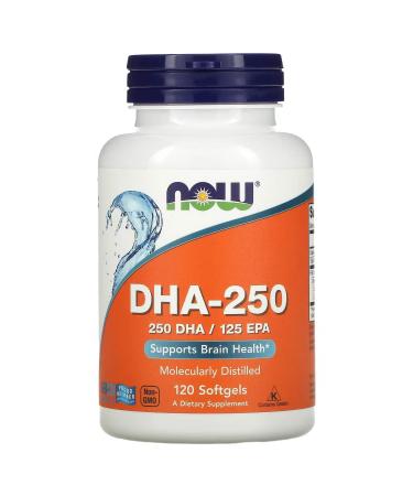 Now Foods DHA 250mg EPA 100mg Fish Oil Concentrate Fish Oil Omega-3 - 120 Capsules