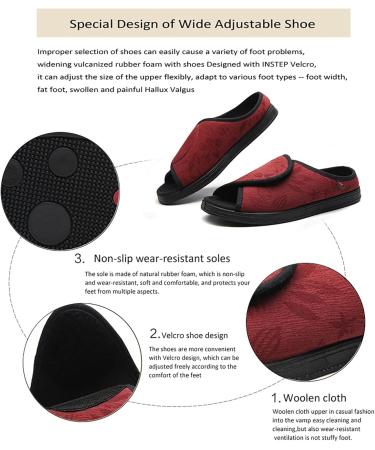 Buy Diabetic Shoes for Men - Wide Width Soft Breathable Open Toe Slippers with Adjustable Strap | Memory Foam Comfort (Size 7.5 Gray - Buy Online on GoSupps.com