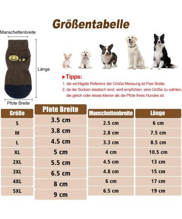 Petloft Anti-Slip Dog Socks - 4 Pieces Slide-Resistant Socks for Small & Medium Dogs Cats & Puppies - Adjustable Fastening Tape - Brown Paw (Large) - Buy Online on GoSupps.com