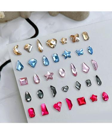 FEIlei 100Pcs Mixed Glass Crystal Hybrid Diamond Rhinestones Nail Art Decorations Drop Rhombus Flatback Stones 3D Gems - Buy Online on GoSupps.com