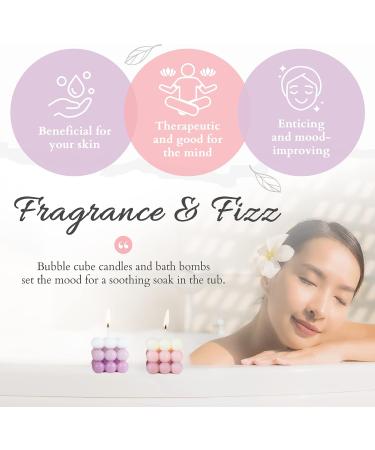 Pink & Purple Bubble Candle with Bath Bombs Set for Women - 2 Decorative Cube Candles & Bathbomb Gift Set - Buy Online on GoSupps.com