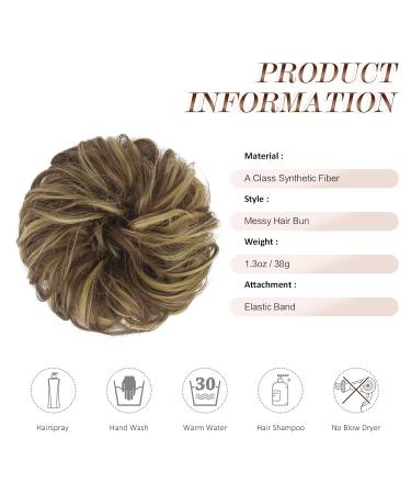 Fine Hair Parts with Rubber Band | Dutt Hair Tie & Synthetic Hair Extensions for Women & Girls - Blonde & Medium Brown 38g - Buy Online on GoSupps.com